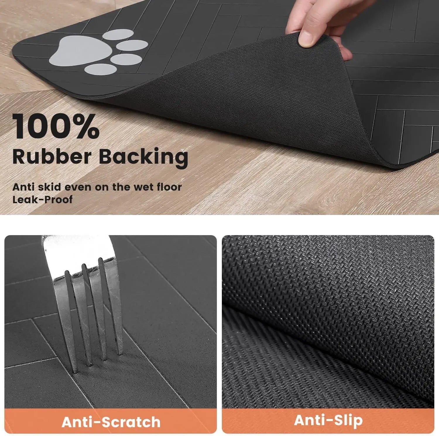Tapis absorbant pour gamelles d'eau et de nourriture pour chiens et chats