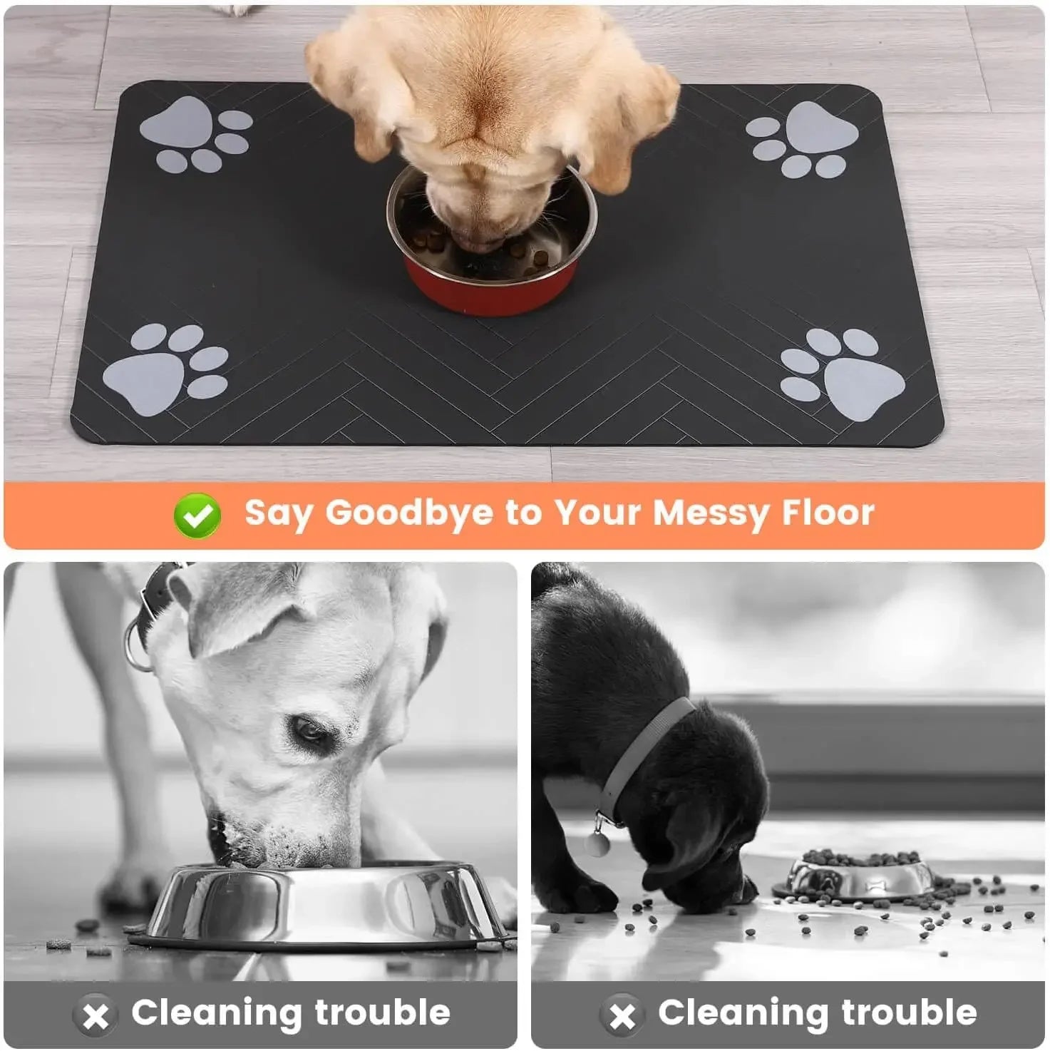 Tapis absorbant pour gamelles d'eau et de nourriture pour chiens et chats