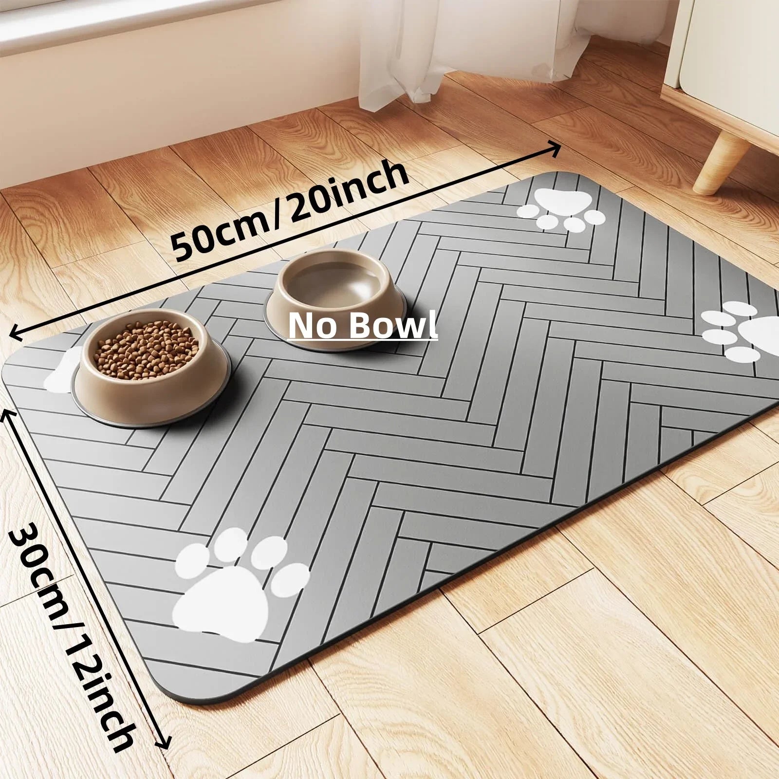 Tapis absorbant pour gamelles d'eau et de nourriture pour chiens et chats