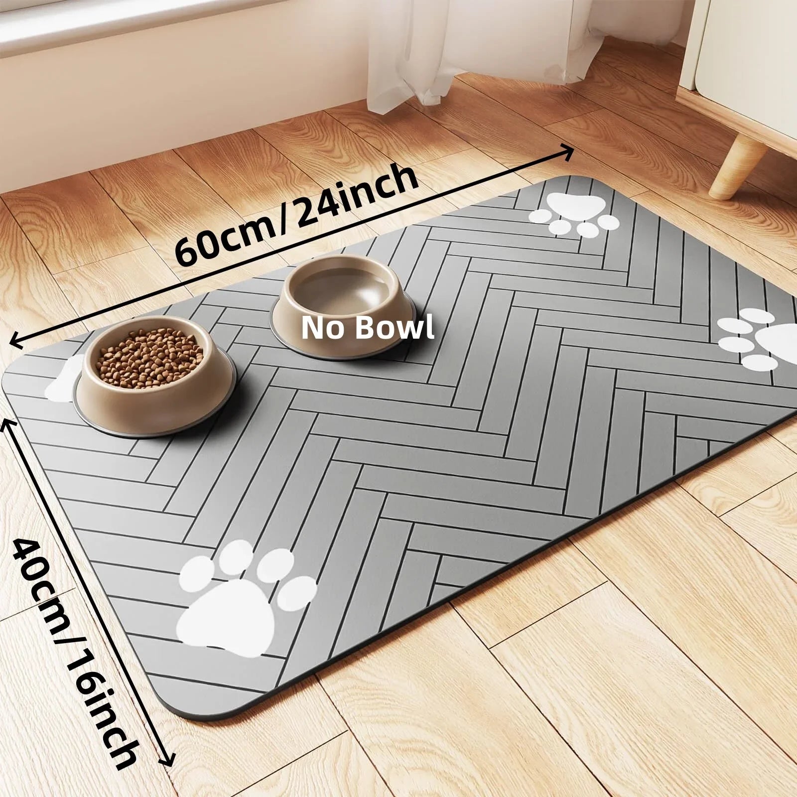 Tapis absorbant pour gamelles d'eau et de nourriture pour chiens et chats
